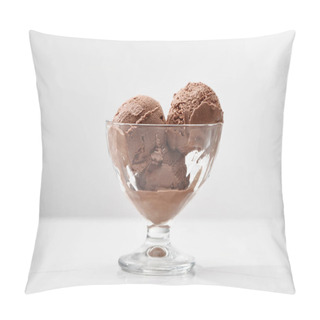 Personality  Delicious Chocolate Ice Cream In Glass Bowl Isolated On Grey Pillow Covers