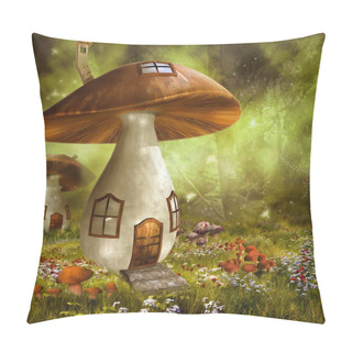 Personality  Colorful Mushroom Houses Pillow Covers