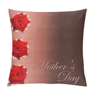 Personality  Card For Congratulation Or Invitation For Mother`s Day With Red Pillow Covers
