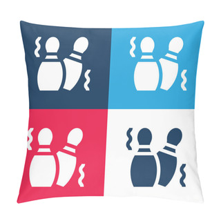 Personality  Bowling Pins Blue And Red Four Color Minimal Icon Set Pillow Covers