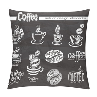 Personality  Coffee. Design Elements On The Chalkboard. Pillow Covers