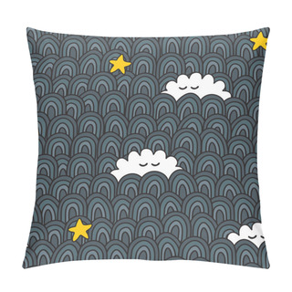 Personality  Seamless Sleeping Clouds And Stars Pattern. Pillow Covers