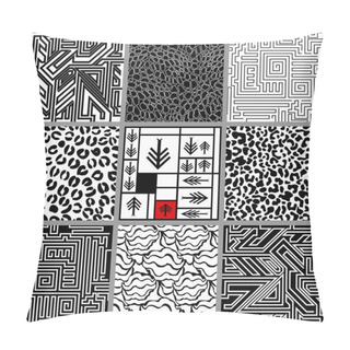 Personality  Set Of Seamless Memphis Style Vector Patterns. Pillow Covers