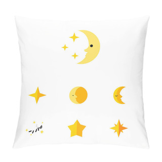Personality  Flat Icon Bedtime Set Of Asterisk, Lunar, Moon And Other Vector Objects. Also Includes Nighttime, Midnight, Night Elements. Pillow Covers