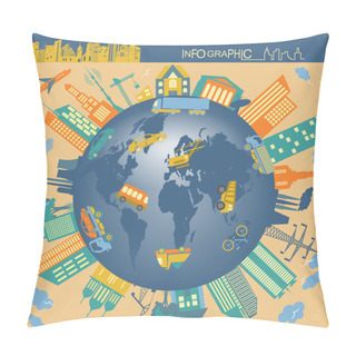 Personality  Set Of Modern City Elements For Creating Your Own Maps Of The Ci Pillow Covers
