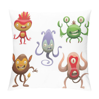 Personality  Set Of Five Funny Cartoon Monsters Pillow Covers