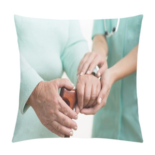 Personality  Carer Helping Disabled Woman Pillow Covers
