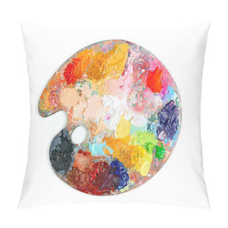 Personality  Colorful Palette Oil Painting Isolated On  White Background Pillow Covers