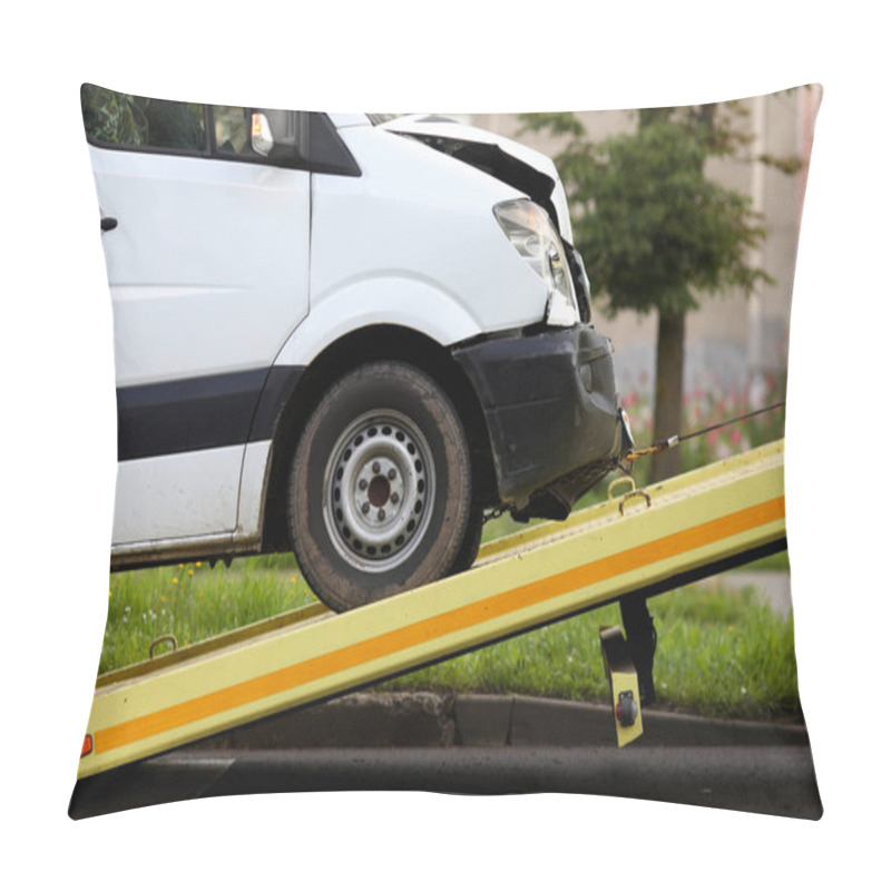 Personality  Crashed Car Is Immersed In Tow Truck Closeup Pillow Covers