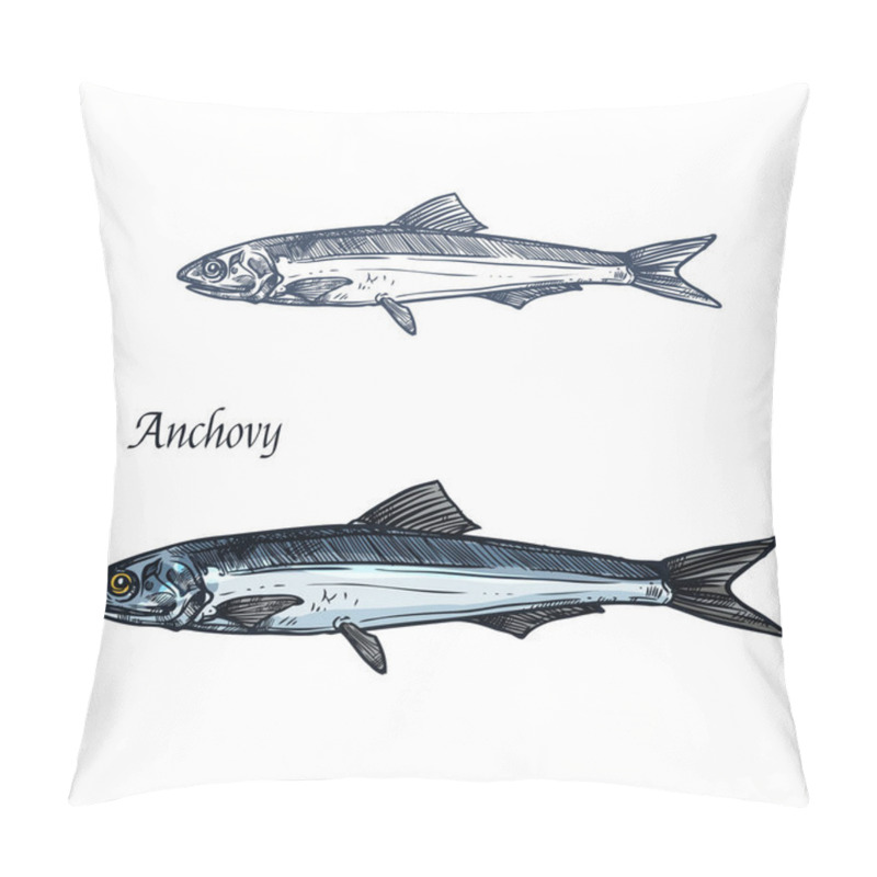 Personality  Anchovy fish isolated sketch for seafood design pillow covers