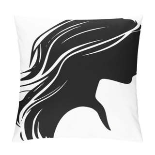 Personality  Hair - Black And White Vector Illustration Pillow Covers