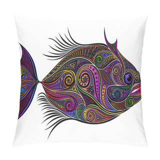 Personality  Color Vector Fish From Various Patterns Pillow Covers