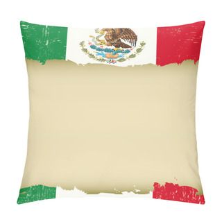 Personality  Mexican Scratched Vertical Flag. Pillow Covers