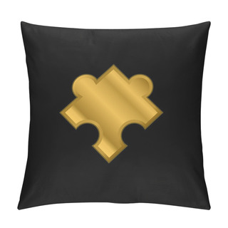 Personality  Black Puzzle Piece Rotated Shape Gold Plated Metalic Icon Or Logo Vector Pillow Covers