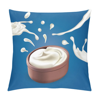 Personality  Vector Realistic Colorful Illustration Of Sour Cream. Pillow Covers