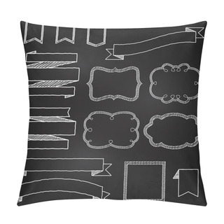 Personality  Vector Collection Of Chalkboard Style Banners, Ribbons And Frames Pillow Covers