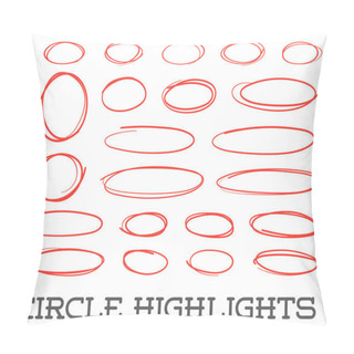 Personality  Highlight Circles Set. Vector Collection. Hand Drawn Red Ovals. Highlighting Text Or Important Objects. Marker Doodle Sketch. Round Scribble Frames. Vector. Pillow Covers
