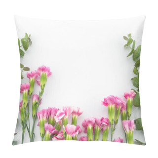 Personality  Baby Eucalyptus Leaves And Pink Carnation Flowers Pillow Covers
