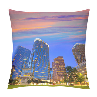 Personality  Houston Downtown Skyline Sunset At Texas US Pillow Covers