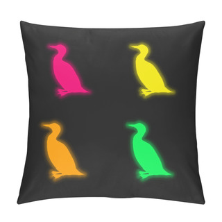 Personality  Bird Loon Shape Four Color Glowing Neon Vector Icon Pillow Covers