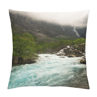 Personality  Hordaland County. Famous Steinsdalsfossen Waterfall Pillow Covers