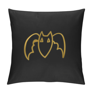 Personality  Bat Outline Gold Plated Metalic Icon Or Logo Vector Pillow Covers