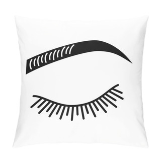 Personality  Microblading Eyebrows Glyph Icon. Eyebrows Tinting. Permanent Makeup. Brows Shaping By Tattooing. Pigment Application. Silhouette Symbol. Negative Space. Vector Isolated Illustration Pillow Covers