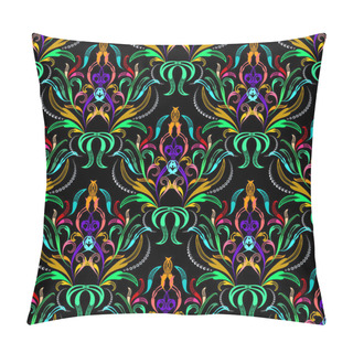 Personality  Colorful Floral Damask Seamless Pattern. Vector Ornamental  Pillow Covers