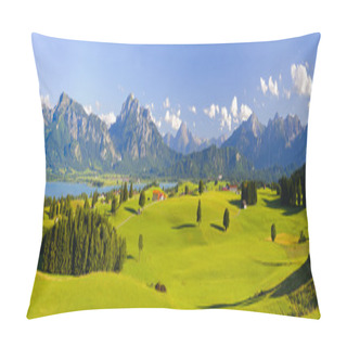 Personality  Wide Panorama Landscape At Alps Mountains In Bavaria Pillow Covers