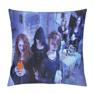 Personality  Coven Of Five Witches Pillow Covers