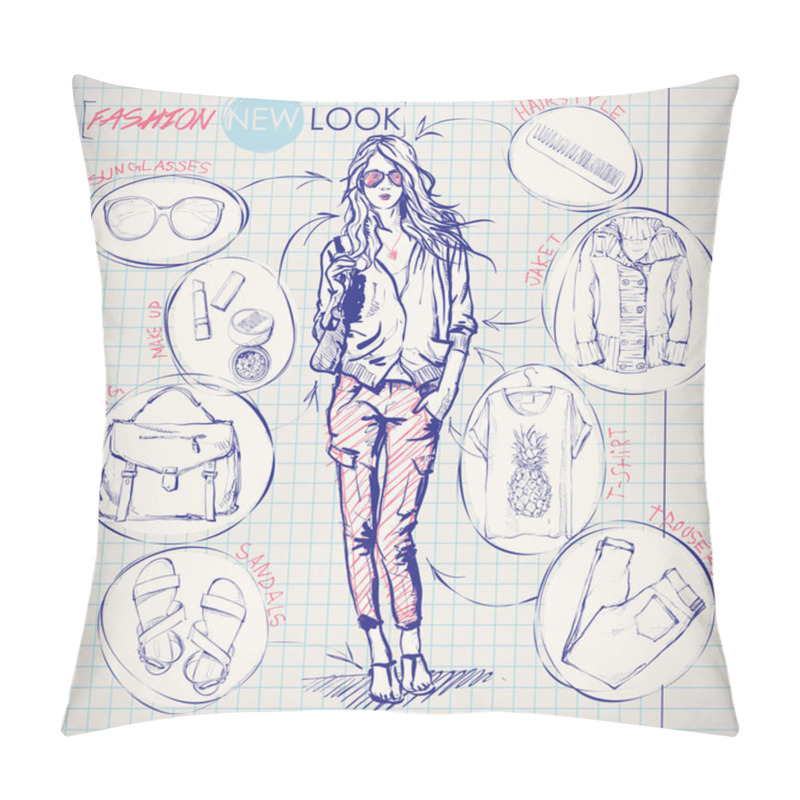 Personality  Fashion infographic. Vector collection. pillow covers