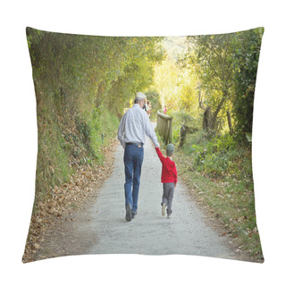 Personality  Grandfather And Grandchild Walking In Nature Path Pillow Covers
