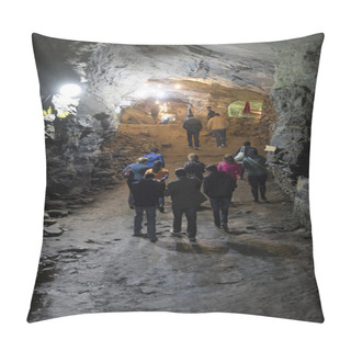 Personality  OURO PRETO, BRAZIL - JULY 27: Group Of Tourists Explore The Pass Pillow Covers