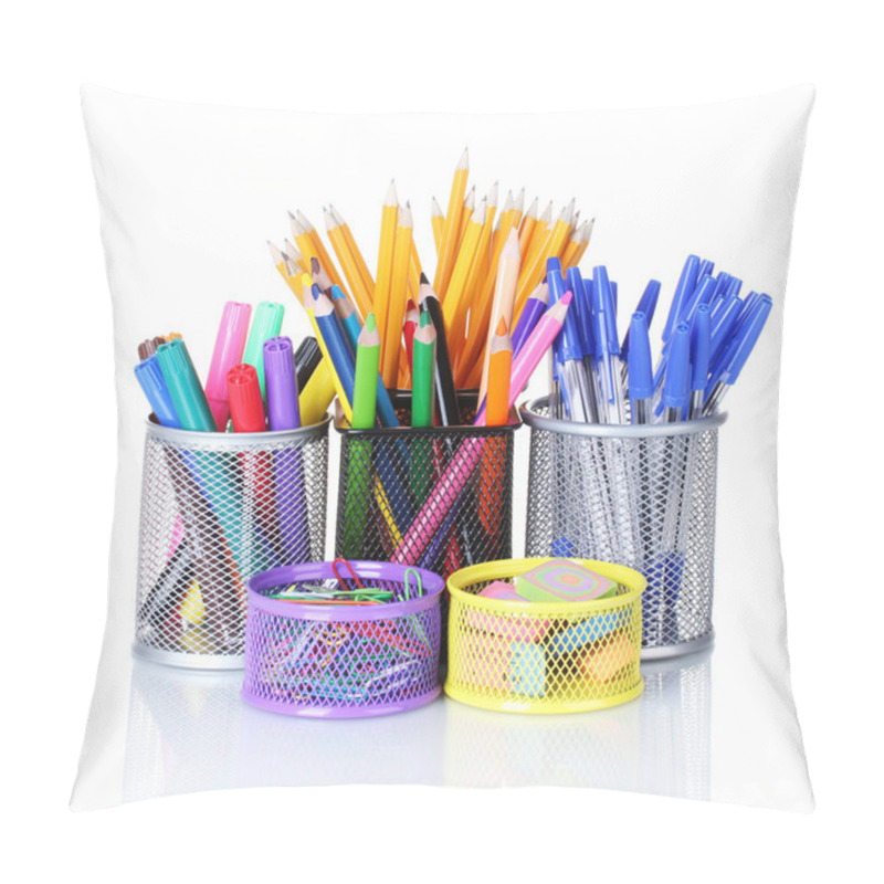 Personality  Color Holders For Office Supplies With Them Isolated On White Pillow Covers