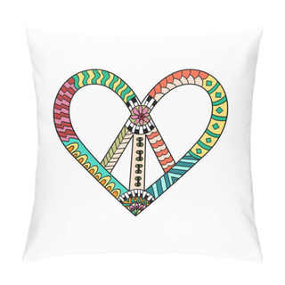 Personality  Hippie Vintage Peace Symbol In Zentangle Style. Pacific Sign In  Pillow Covers