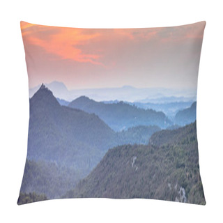 Personality  Panorama Orange Sunrise Over Cevennes National Park Pillow Covers