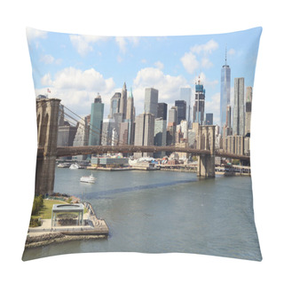 Personality  Brooklyn Bridge At Sunny Day. Pillow Covers