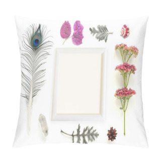 Personality  Natural Composition With Frame On White Background Pillow Covers