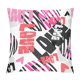 Personality  Love Graffiti Seamless Hand Lettered Text, Typographic Style Print.Valentine's Day Greeting Card, Funky Style Painted Doodles Texture For Fabric, Wrapping,textiles Or T-shirt Apparel Design. Pillow Covers