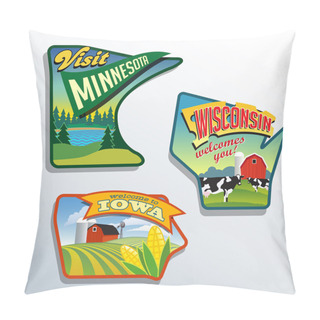 Personality  Midwest United States Minnesota Wisconsin Iowa Vector Illustrations Designs Pillow Covers
