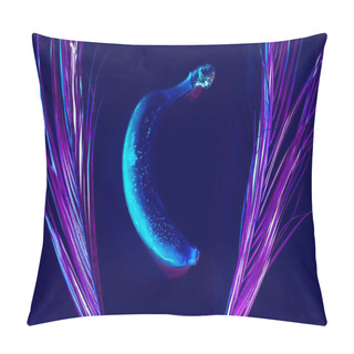 Personality  Neon Purple Conceptual Art Palm Leaves Banana Pillow Covers