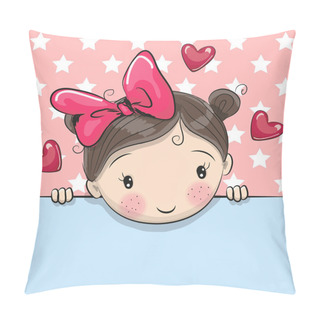 Personality  Greeting Card Cute Cartoon Girl With Placard Pillow Covers