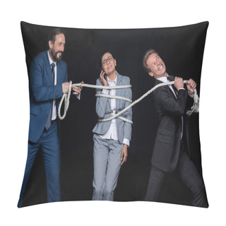 Personality  Businessmen Tying Businesswoman With Rope Pillow Covers