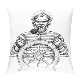 Personality  Sailor At Helm Drawing Pillow Covers