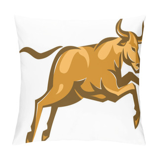Personality  Texas Longhorn Bull Jumping Side Retro Pillow Covers