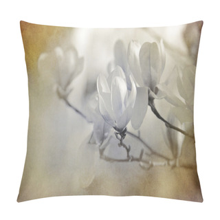 Personality  White Magnolias Textured On Old Paper Pillow Covers