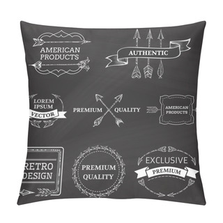 Personality  Vector Set Of Chalk Arrows Design Elements On Blackboard Background. Pillow Covers