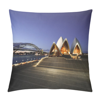 Personality  Sydney Opera House And Harbor Bridge At Night (Sydney Cove, Sydney, Australia) Pillow Covers