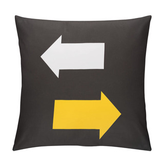 Personality  Top View Of Directional Arrows Showing Left And Right Isolated On Black  Pillow Covers