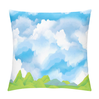 Personality  Cartoon Scene With Meadow And Sand - Stage For Different Usage - Illustration For Children Pillow Covers